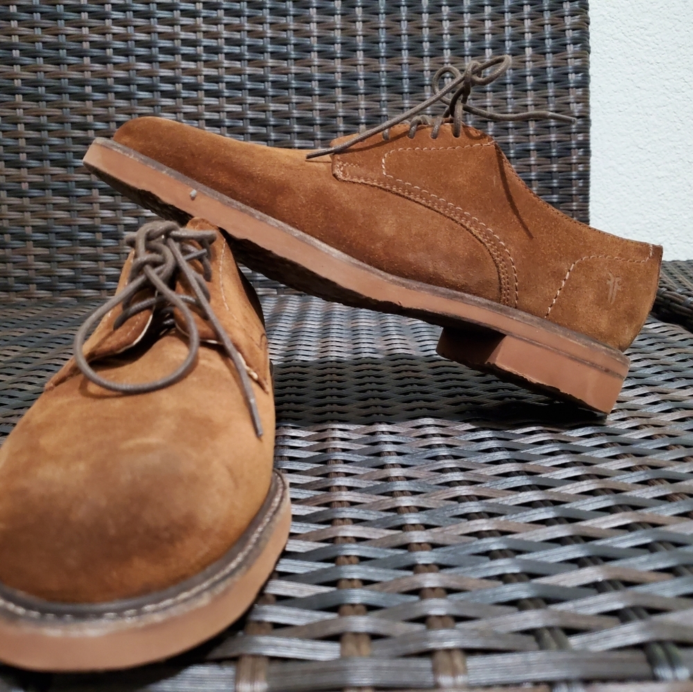 Frye Mens 7.5 Jim Oxfords Mocha Brown Suede